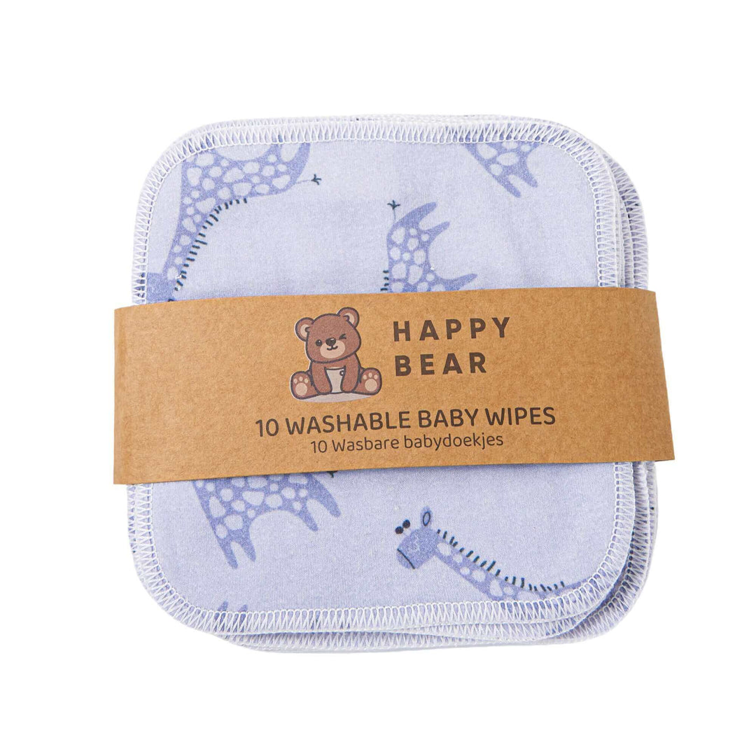 Happy Bear - Wasbare babydoekjes - 10 stuks - Blue Giraffe